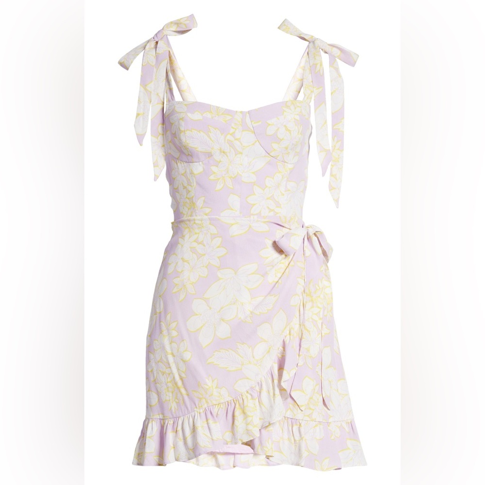 WAYF Wrap Front Dress, Lavender Tropical, S